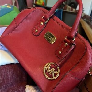 Michael Kors Red Leather Satchel